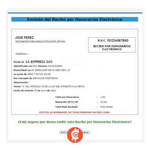 recibo de honorarios electronicos